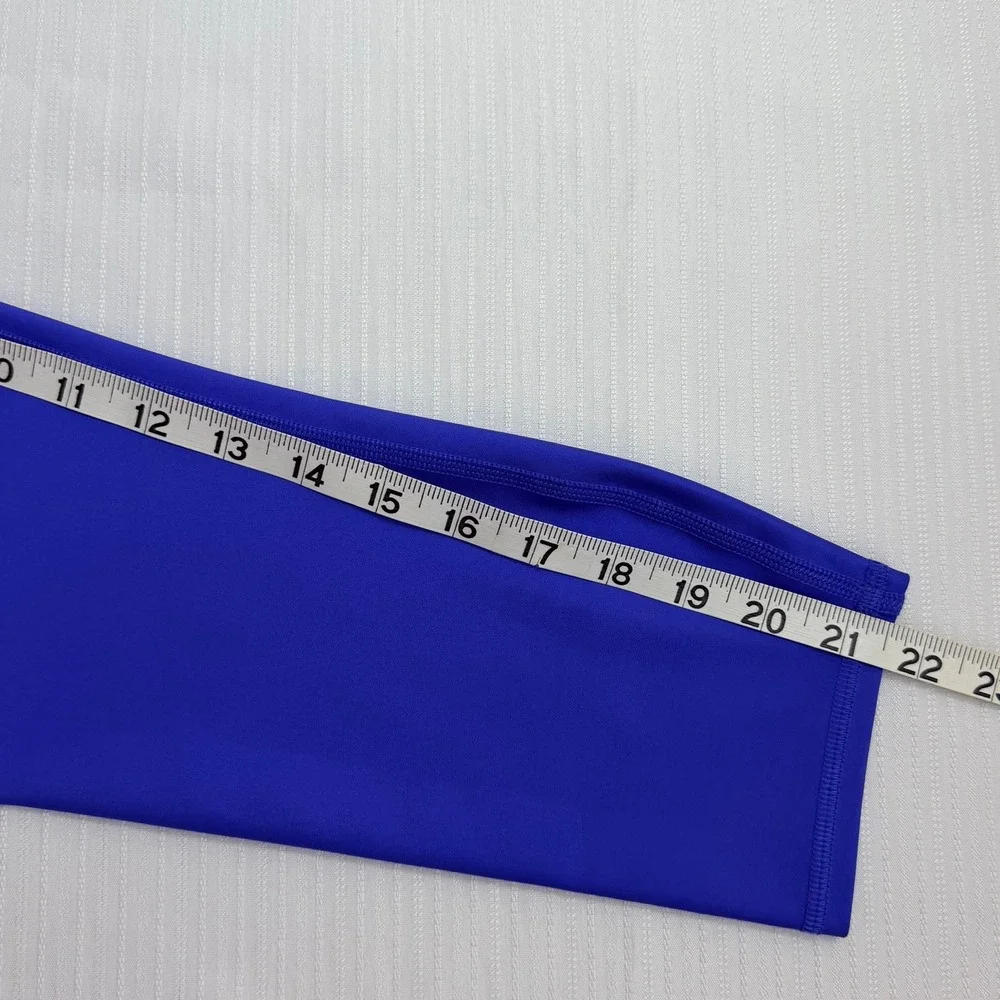 Alo Yoga Women Performace Leggings S Blue Cropped Side Zip Pocket Activewear Gym